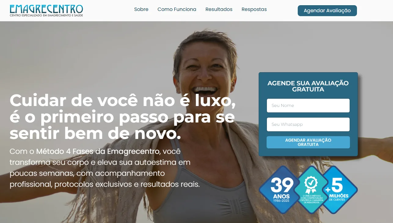 Landing page da Emagrecentro